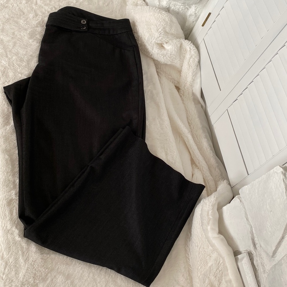 Dark gray size 16 dress pants front zipper and tab buttons